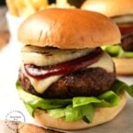 Coffee Rubbed Burgers with Smoked Gouda and Homemade BBQ sauce #burgers #bbq #grilled #hamburger #happilyunprocessed