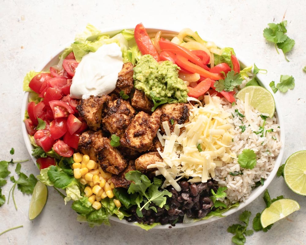 Copycat Chipotle Burrito Bowl with cilantro lime rice