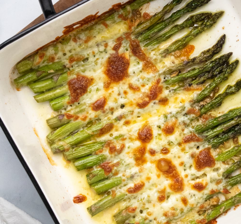 Weeknight Baked Cod with Cheesy Asparagus