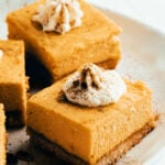 Pumpkin cheesecake bars with almond flour crust - low carb and gluten free