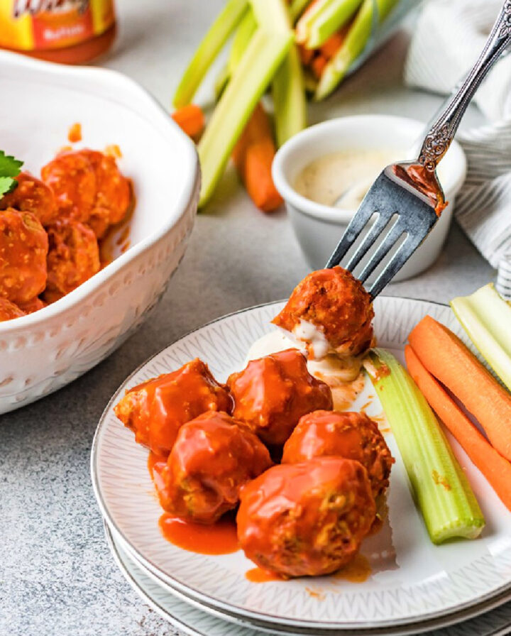 Stuffed Buffalo Chicken & Mozzarella Meatballs