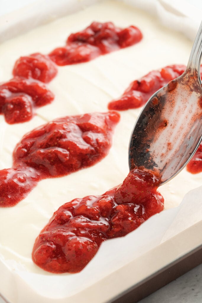 Keto Friendly No Bake Strawberry Cheesecake Swirls