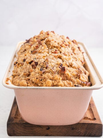 Apple pie quick bread in a loaf pan