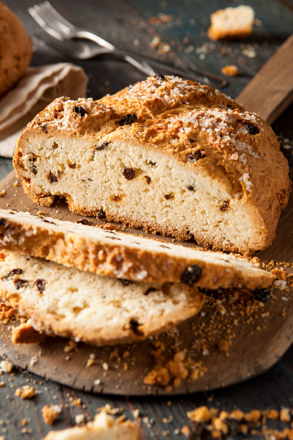Irish Soda bread cut in slices for St. Patrick's Day