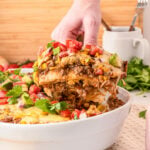 Layered Taco Lasagna (or Mexican Casserole) being served