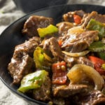 One skillet Chinese pepper steak