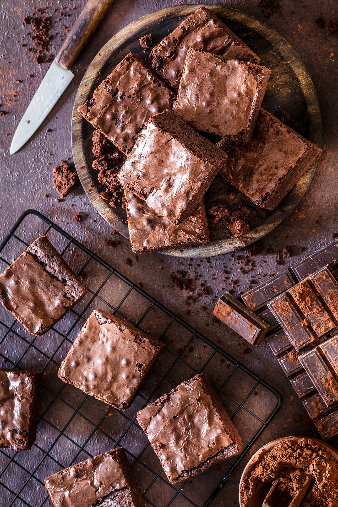 Gluten-free flourless chocolate brownies on a plate