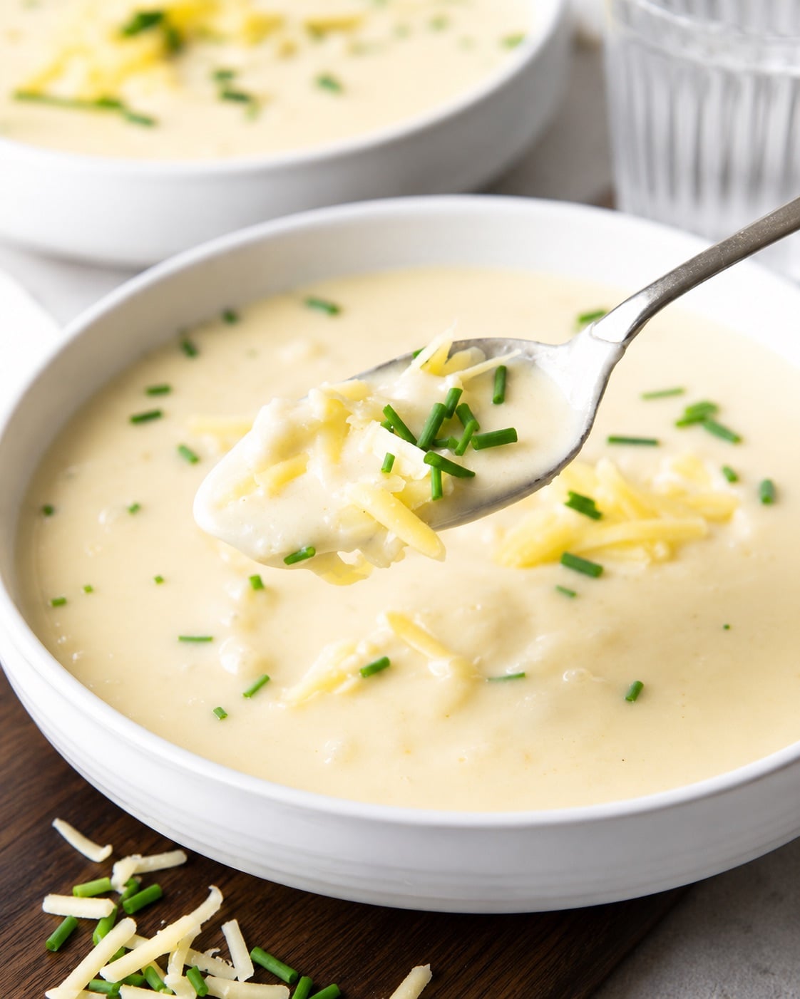 bowl of creamy potato soup without bacon